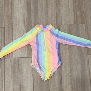 Colorful Striped Kids Swim One Piece